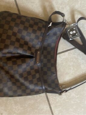 Louis Vuitton Brown Damier Ebene Shoulder Bag with Dark Brown Trim